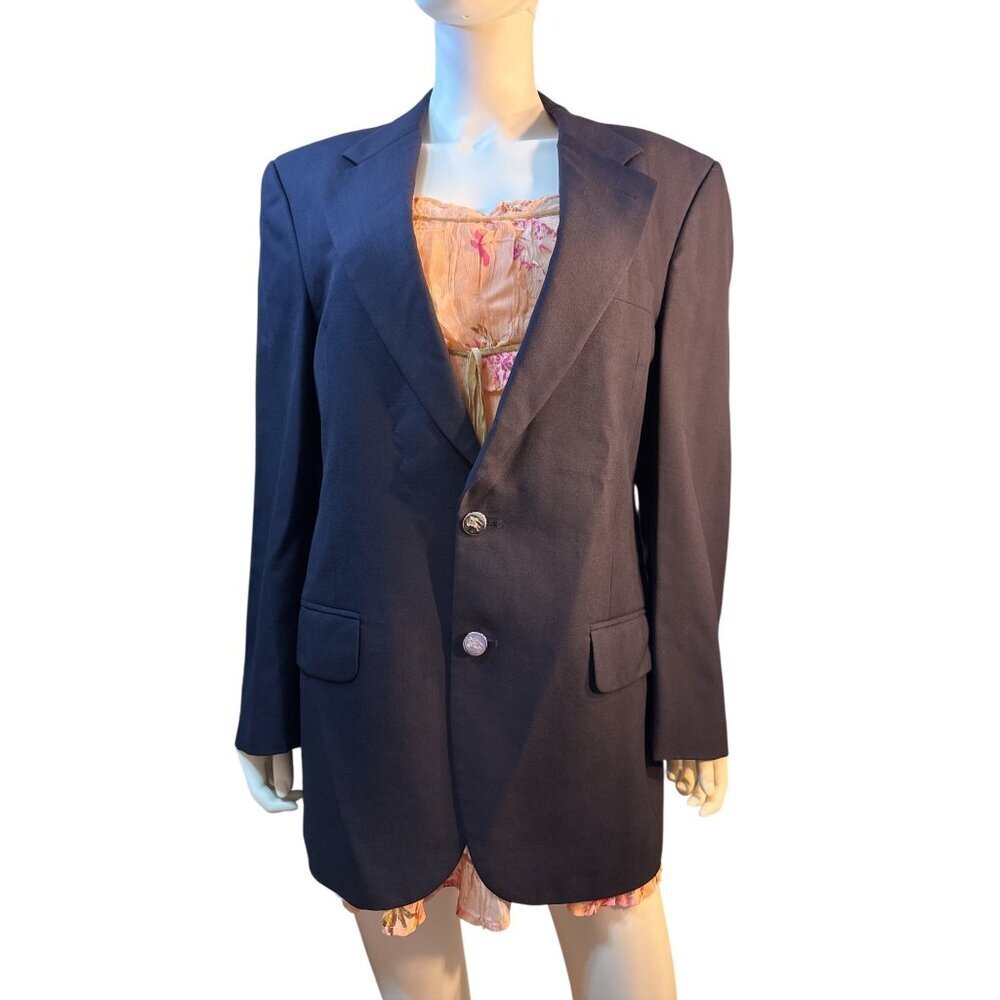 Burberrys Vintage Mens Wool Blazer Saks 5th Avenue Navy Sz Missing 43"Chest EUC